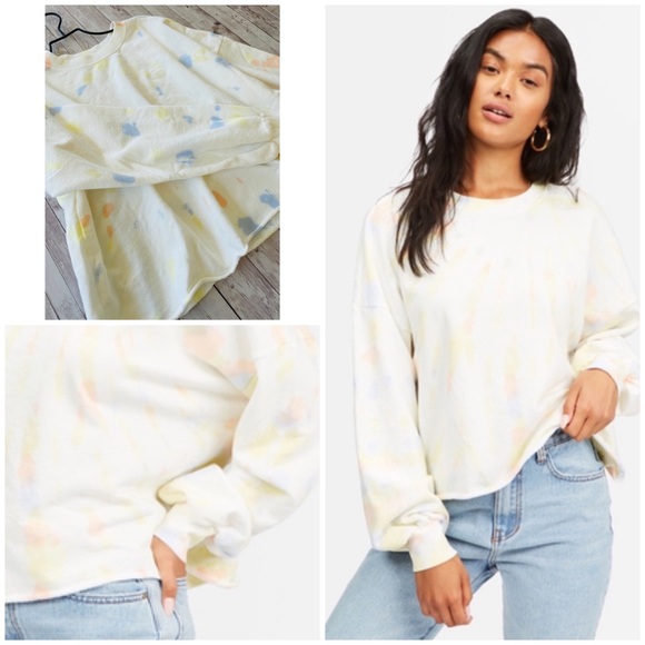 Billabong Dreamy Hues Tie Dye Crewneck Cropped Sweatshirt - Picture 1 of 10